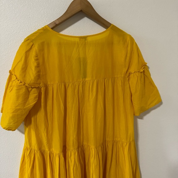J Crew Tiered Cotton Voile Beach Maxi Dress Yellow Semi Sheer NWT 2021-Small - Picture 7 of 12